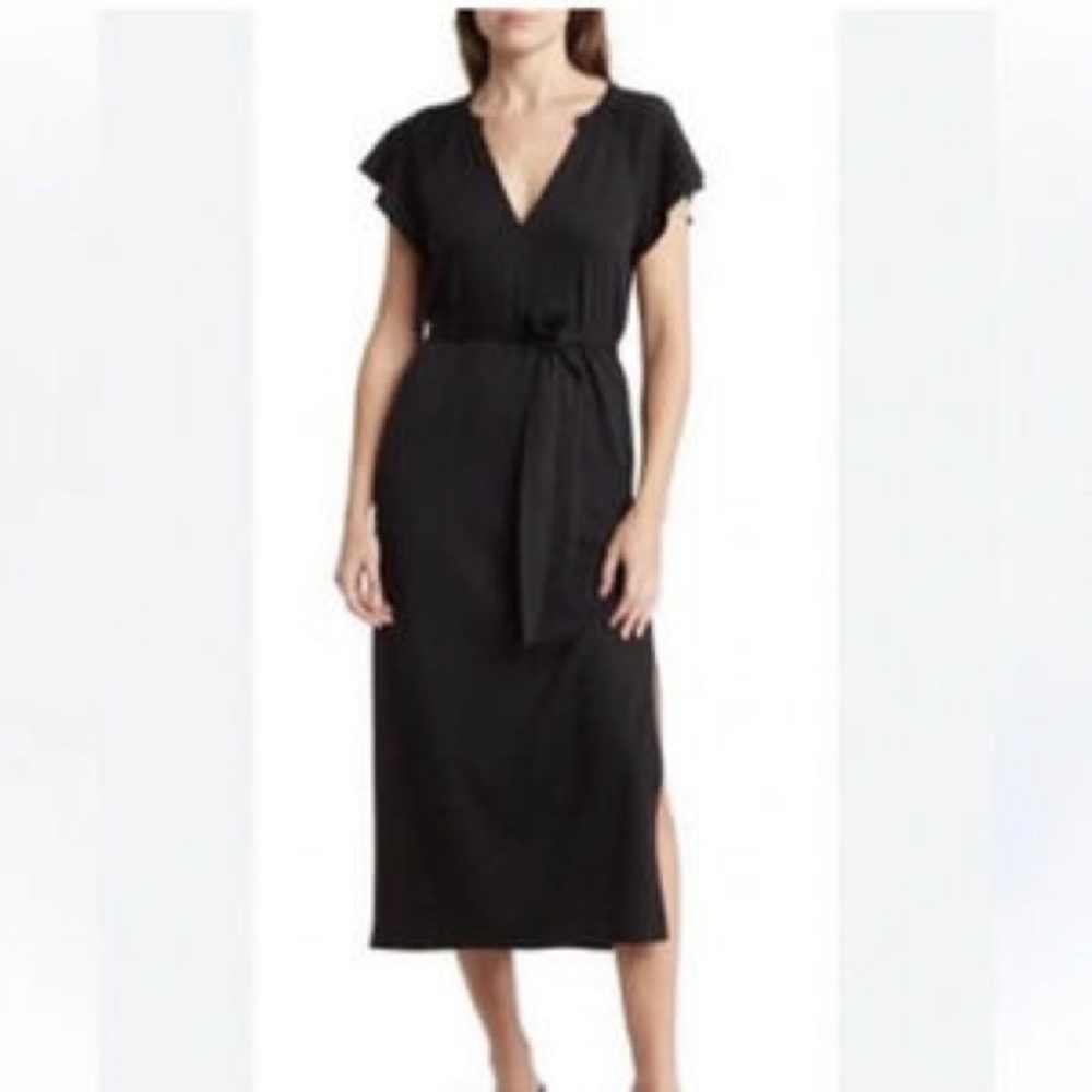 PAIGE Maxi Dress – NEW Blossom Black V-Neck Flutter Sleeve Stretchy Size S/M